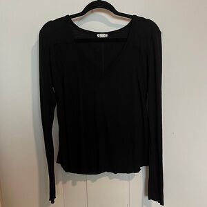 Free People Intimately Ribbed Long Sleeve V-Neck Swing Top